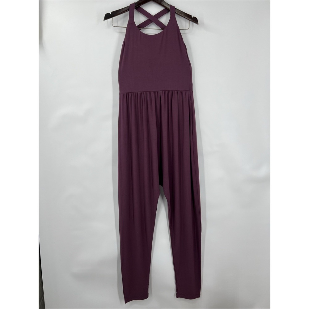 Women's Drop Crotch Harem Romper Jumpsuit Purple Medium Boho Festival